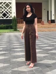 LoveIn กางเกงเอวสูงขากระบอกกลาง#ทรงลุง95