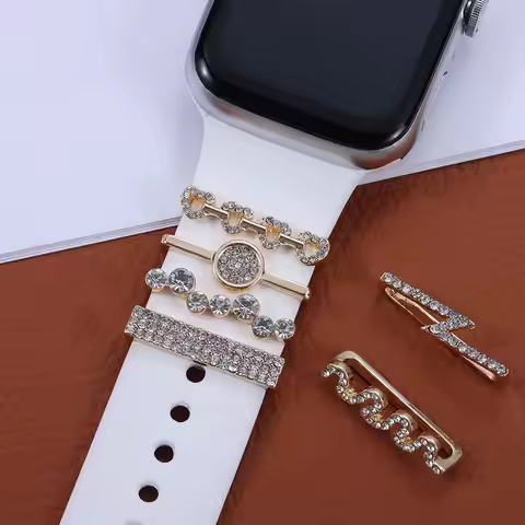 Metal Charms Decorative Ring For Apple Watch Band Diamond Ornament Smart Watch Silicone Strap Access