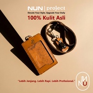 NUN PROJECT | Genuine Leather ID Card Holder Lanyard & Name 2-LayerTAG (Free Custom Name & Agency Lo