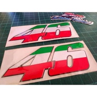 STICKERS NO.46 ITALI VR46 ROSSI STICKER CUTTING PANTUL CAHAYA STICKER MOTOR KERETA HELMET TOP BOX AL