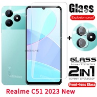 Realme C51 2023กระจกนิรภัยป้องกันเต็มพื้นที่ฟิล์มสำหรับ Realme Realmi C51 NFC C53 C 51 51C RealmeC51 C51Realme 2023 4G 5G เลนส์หลังฟิล์มกันรอยด้านหน้ากล้องหลังกระจกป้องกันหน้าจอเลนส์