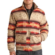 Jaket Lelaki Baru Eropah dan Amerika Jaket Poket Cetak Blok Warna Fesyen Lelaki Kasual