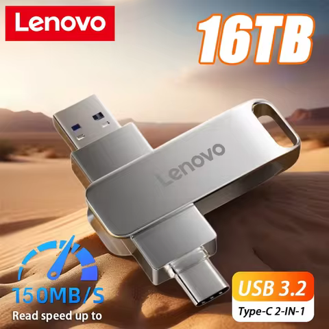 Lenovo 16TB USB 3.2 Pen Drive 8TB High Speed Transfer Metal Portable SSD Pendrive Cle U Disk Flash D