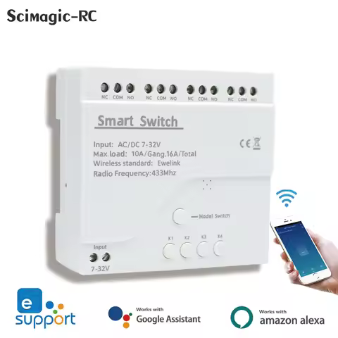 EWelink WiFi Smart 4CH Switch 220V 10A Relay Module APP Remote Control 12V 24V 85-250V Receiver Goog