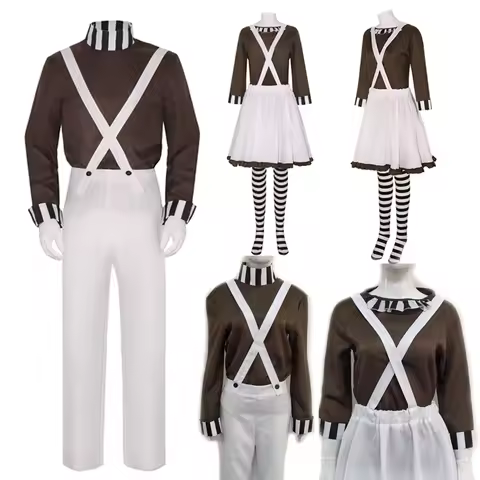 Oompa Cosplay Loompa Movie Chocolate Disguise Wig Fantasy Costume Adult Halloween Carnival Party Out