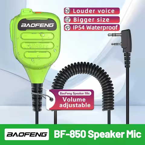 BAOFENG BF-850 Speaker Mic Walkie Talkie IP54 Waterproof Volume Adjustable K-Plug for UV-5R BF-888S 