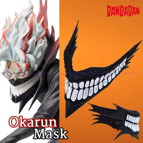 Hot New Anime Dandadan Cosplay Ken Takakura Okarun Devil Mask Horn Skull Mask Halloween Monster Prop