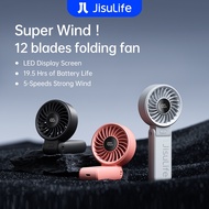 JisuLife Portable Folding Mini Fan 5000mAh 5 Gears Adjustable Small Handheld Fan Strong Wind Silent