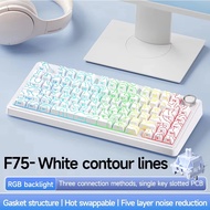 คีย์บอร์ดเกมมิ่งไร้สาย AULA F75Pro แบบติดตั้งปะเก็น RGB ปรับแต่งได้ 75% รูปแบบปุ่มกด PBT สลักด้านข้า