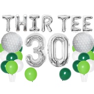 (SG SELLER) Golf 30th Birthday Decorations, Silver 30th, 30th Birthday Balloon, Green Silver Birthda