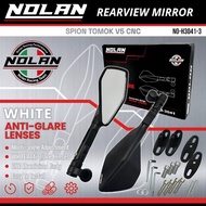 NOLAN TOMOK V5 MIRROR FULL CNC GLASS MIRROR UNIVERSALbiru & WHITE