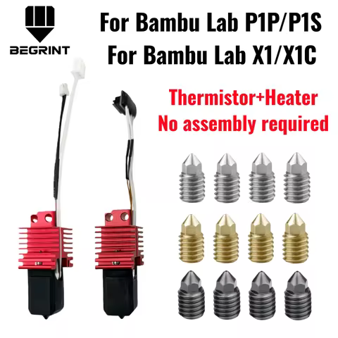 For Bambu Lab X1 X1C P1P P1S Complete Hot end with Thermistor&heat Hardened steel nozzle Complete Ba