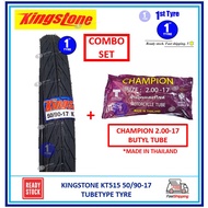 [COMBO SET] KINGSTONE/BRIGHTSTONE KT515/BS215 50/90-17, 60/90-17, 70/90-17 TUBETYPE TYRE WITH COMPATIBLE TUBE (COMBO)
