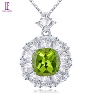 Lohaspie Jewelry Genuine 4.5 Carats Silver Pendant 925 Original Natural Peridot Pendant Peridot Ston