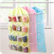 006 wardrobe panties socks storage hanging bag wall door closet storage net 16 grids
