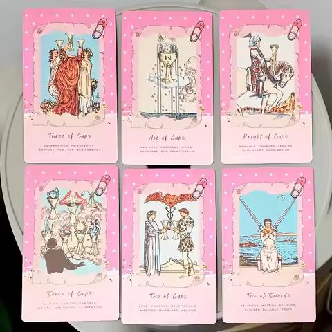 Pink Waite Tarot, The Dreamy Pink Collage Tarot Deck, 78 Aesthetic Kawaii Tarot Cards with Meanings 