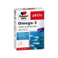 COMBO 2 BOXES of Doppelherz Omega 3 Fish Oil - Supplement Omega 3, Folic Acid, Maintain Heart Health