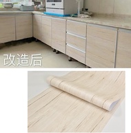 (Wood) Modern Wood Texture Wallpaper Sticker Furniture Renovation Kitchen Cabinet Waterproof PVC Self-Adhesive Wallpaper Sticker