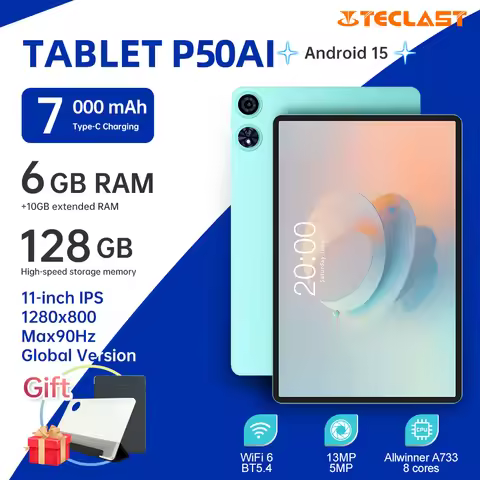 Teclast P50 Ai Tablet Allwinner A733 8-core/11inch TDDI/6GB LPDDR5 RAM/128GB ROM/Android 15/WIFI6/BT
