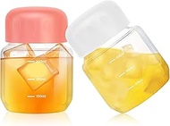 2 Pack Glass Water Bottles, Clear 10oz, Wide Mouth, Leak-proof, Reusable, Borosilicate Glass, Ideal 