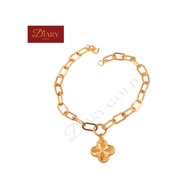 916/22K  Bracelet paperclip clover Yellow Gold