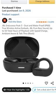 JBL Endurance Peak 3 True Wireless Earbuds with Charging Case