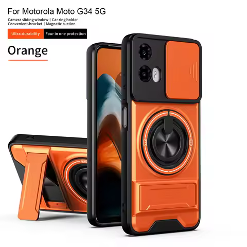 For Motorola G34 Case Moto G45 Cover Moto G35 G34 G45 Case Magsafe Magnetic Fold Holder Military Arm