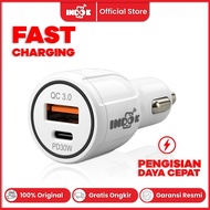 INDOK Saver Mobil / Car Charger SV-01 48W QC18W+PD30W Fast Charger Usb Port+Type-C Port