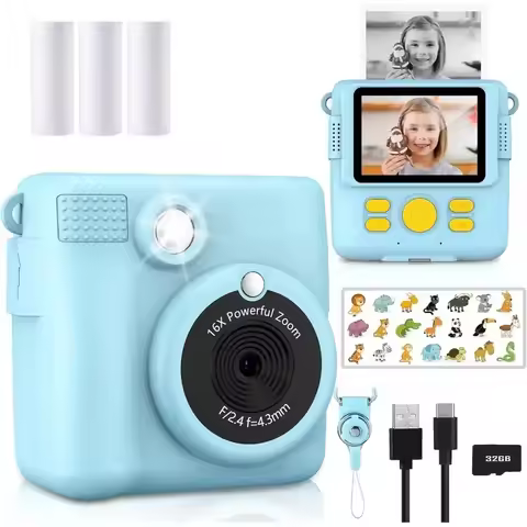 Instant camera print Kids camera instant print 1080P Portable Kids Camera with 32GB Card3 and Rolls 