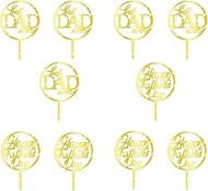 Dxsdgetue 10 Pcs Happy Father's Day Cake Topper Fathers Day Cupcake Picks Acrylic Cake Toppers for F