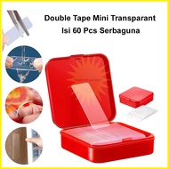 Double Tape Mini Transparant Isi 60 Pcs Serbaguna - Sticker Double Tape Gel