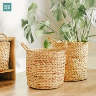ECOHUB Round Water Hyacinth Basket (Water Hyacinth Basket) Making Plant Pots, Flower Arrangement Bas