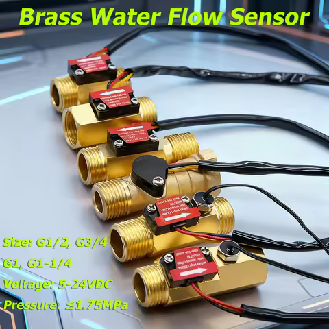 Hall Water Flow Sensor G1/2 G3/4 G1 Brass Flow Meter Electromagnetic Pulse Signal Output Liquid Flow
