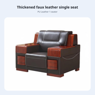 business Look Business Sofa and Table Set Faux Leather Upholstery Reception Seating Minimalist Desig