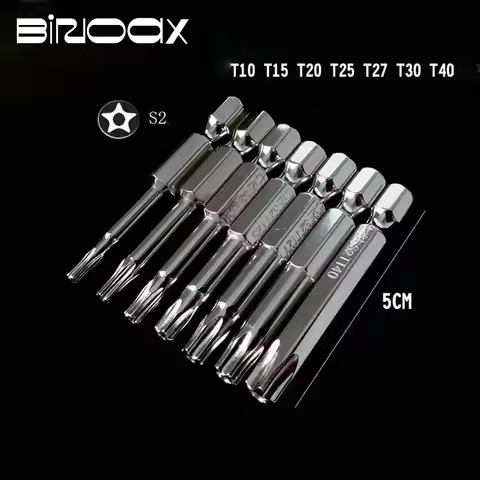 7 Pcs 50mm S2 Magnetic 5 Point Torx Screwdriver Bits 1/4" Hex Shank T10 T15 T20 T25 T27 T30 T40