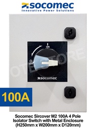 Socomec Sirco M2 Type 63A / 100A  3 Pole 4 Pole Isolator with Metal Enclosure Box (W250mm x H200mm x