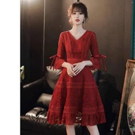 Ks0940 CNY 2024 Dress Faang Lace Flare Import