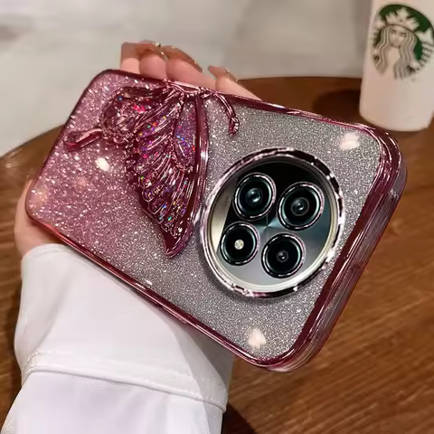 Realme 14 Pro Phone Case Butterfly Stand Shell for OPPO Realme 14 13 Pro Plus 12 11 Plus Note 60 C75