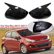 For Kia Rio 2011-2017 Car Sticker Rearview Side Mirror Cover Horn Wing Cap Exterior Door Rear View Case Trim Carbon Fiber Look