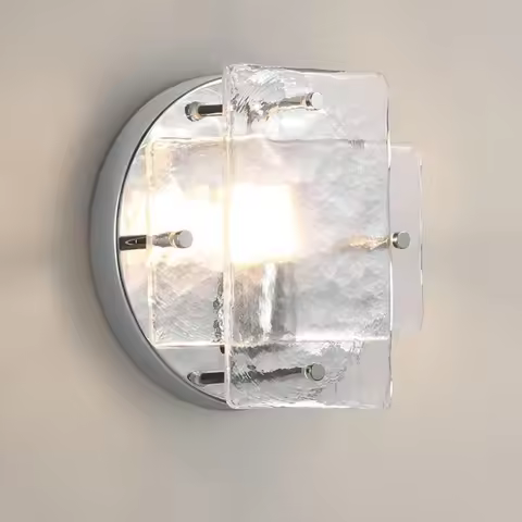Ice Glass Wall Light Chrome Metal Base G9 Bulb Hotel Living Room Bedroom Stairs Aisle Bathroom Sconc
