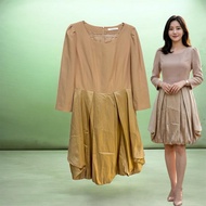 Korean Design Silk Dress – Lady's Puffed Dress (Upreme Beige Color)