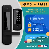 Igloohome Bundle - Rim Lock Metal Gate Fingerprint (RM2F) + Mortise 2 (IGM3)