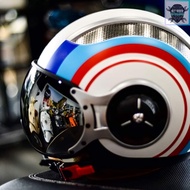 NEW ZEUS HELMET ZS-218 SCOOTER / VESPA HELMET MATT WHITE SS15 BLUE