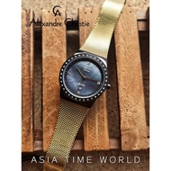 *Ready Stock*ORIGINAL Alexandre Christie 2721LDBGBMA Mother Of Pearl Face Gold Stainless Steel Mesh Strap Ladies Watch