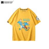 เสื้อยืดคอกลมแขนสั้นผ้าฝ้ายแท้พิมพ์ลายการ์ตูนการ์ตูนสำหรับแฟนฟุตบอล Manchester City Kevin De Bruyne 