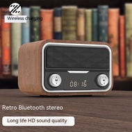 Wooden retro Bluetooth speaker mini dual speaker bass card clock desktop speaker