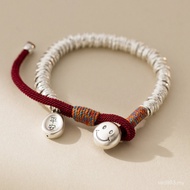 Joy Woven Adjustable Handmade S76999 Bracelet 38 Bracelet Smiley Face Pure Silver Red String New Chi
