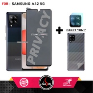 Tempered Glass Anti SPY Samsung A42 5G Anti Scratch Privacy + Tempered Glass camera and Carbon Skin