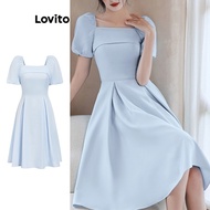FD2 Lovito Casual Plain Pleated Dress for Women L74ED325 Lovito Casual Plain Pleated Dress for Women