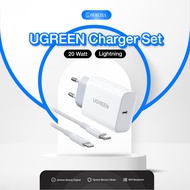 UGREEN CHARGER SET LIGHTNING PD 20W FAST CHARGER WHITE
